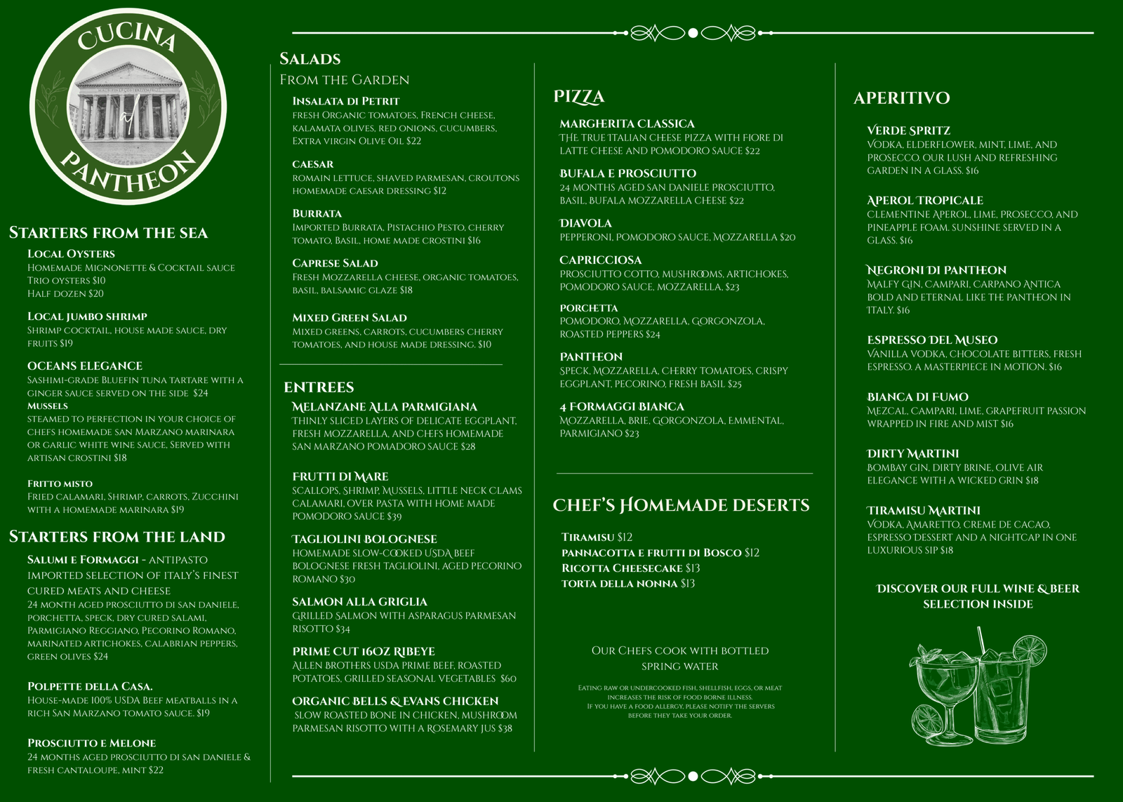 Menu Cucina Pantheon